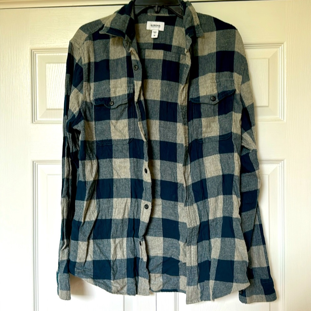 NWOT blue and gray flannel